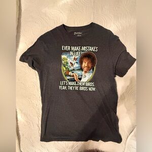 Bob Ross Graphic T-Shirt “Ever Make Mistakes in Life?” Quote | Men’s XL